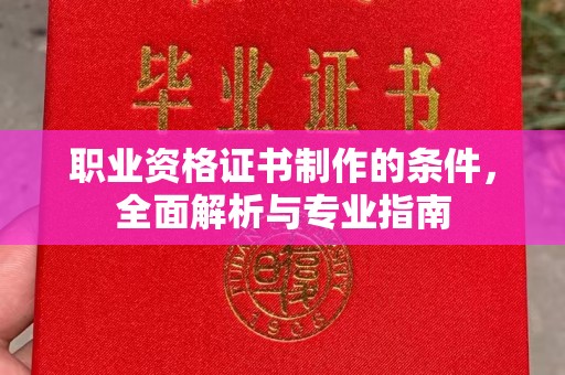 安康职业资格证书制作的条件，全面解析与专业指南